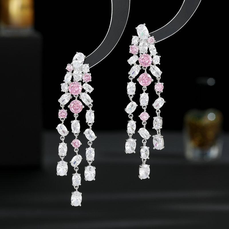 Легкие роскошные модные серьги высокого класса для банкета, вечернего платья, свадебного платья с длинными модифицированными серьгами с бахромой на лице