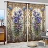 2panels Stylish Flowers Printed Curtain Rod Pocket Window Treatment For Bedroom, Office, Kitchen, Living Room, Study Home Deco