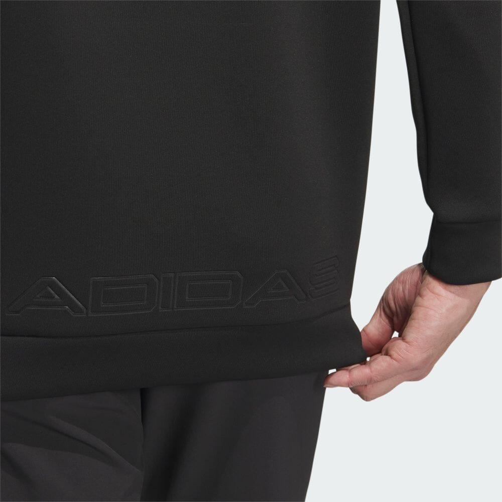 Adidas Solid Color Logo Print Hooded Long Sleeve Sweatshirt Men Sweatshirt Black HY0971