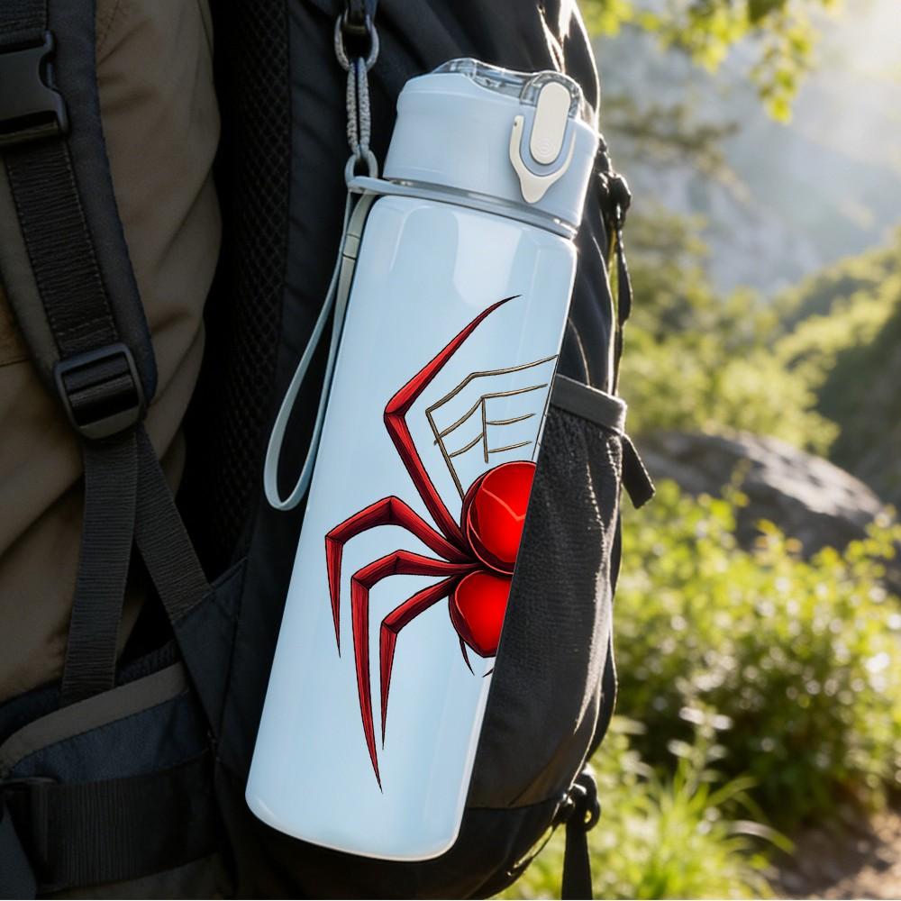 1PC Black Widow Spider 750ml Color Plastic Sports Water Bottle Leakproof Flip Straw Lid Suitable for Sports Office Home Use