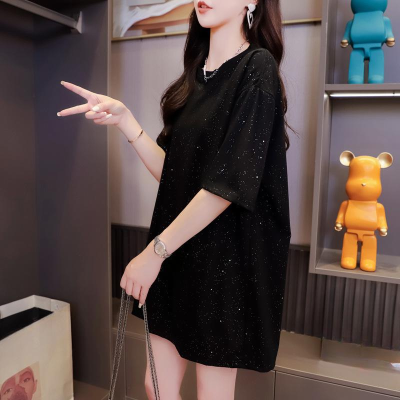 Женская футболка Senior Sense of Bright Shiny Thin Full of Stars Lazy Loose средней длины с короткими рукавами