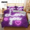 3D Love Heart Duvet Cover Microfiber Romantic Love Affection Theme Bedding Set King Full For Kids Teen Valentines Day Room Decor
