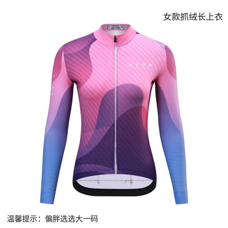 Womens Fleece Long Sleeve Cycling Jersey Riding Top Breathable Thermal Bike Apparel
