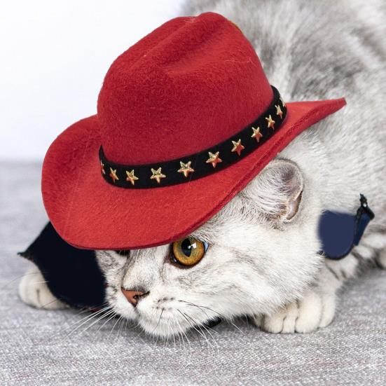 Pet Cowboy Hat Adjustable Dog Cosplay Cap Halloween Christmas Costume Accessory for Dogs Cats Dress Up Party Decoration