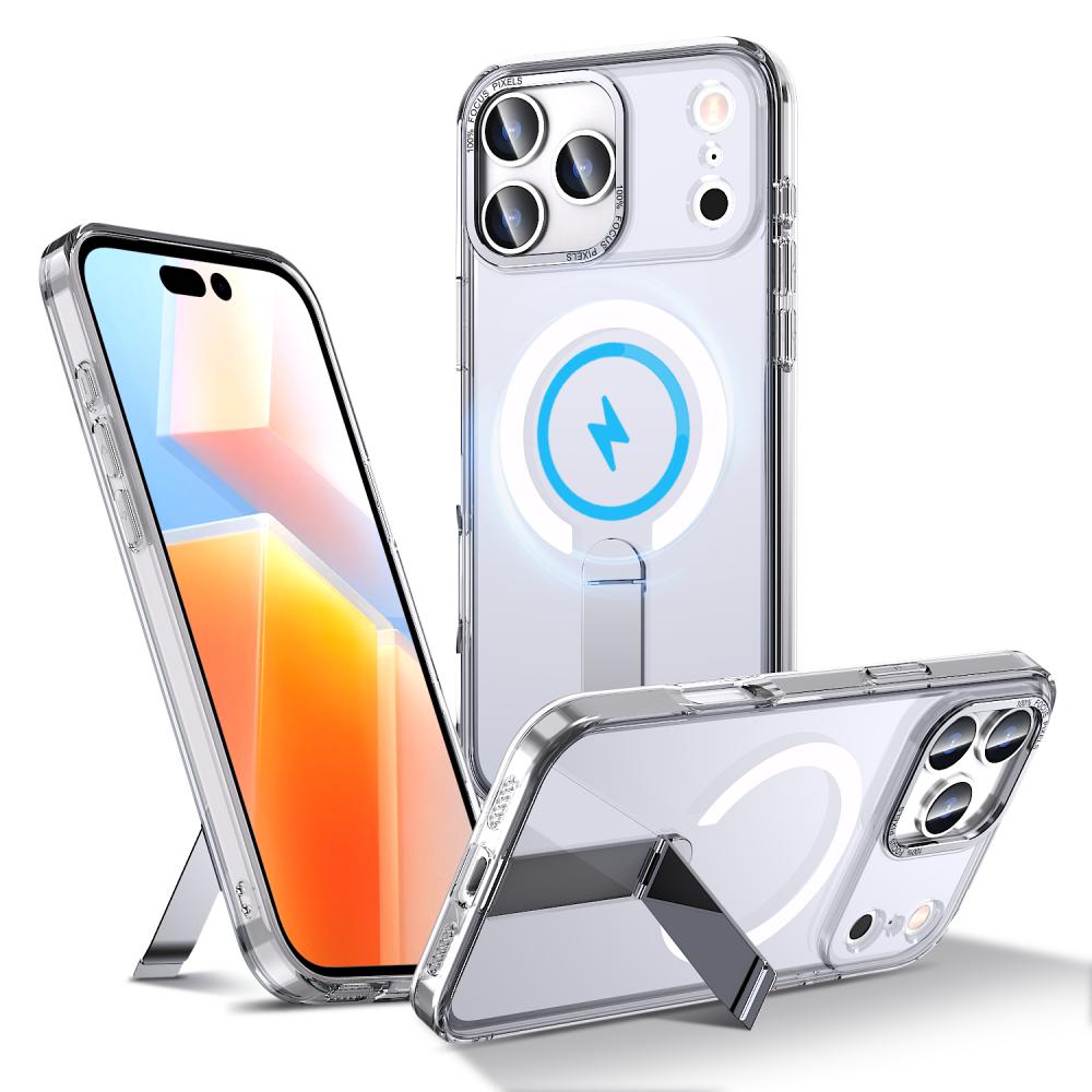 Clear Magnetic Metal Bracket Holder Case For For Iphone 17 16 15 14 Plus 13 12 11 Pro Max For Magsafe Camera Protection Bumper Cover
