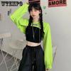Women Cropped Hoodies Basic Design Young Korean 2PCS Set All-match Teens Simple Cool Loose Y2K Cozy Streetwear