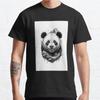 Men Fashion Casual Short Sleeves Angry Panda Black and White Background Tops Aesthetic Vintage Oversized T-shirts