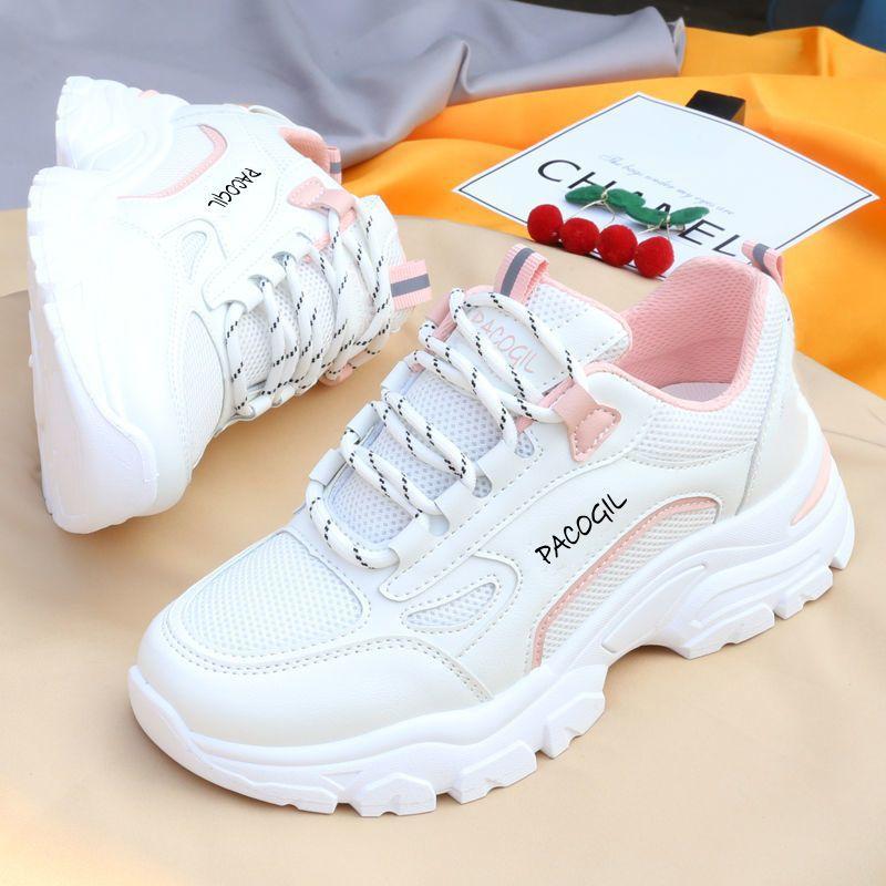 Sneakers Women's 2024 Spring and Summer Women's Shoes New Trendy Shoes Casual Running Shoes Breathable Mesh White Shoes Women's Dad Shoes