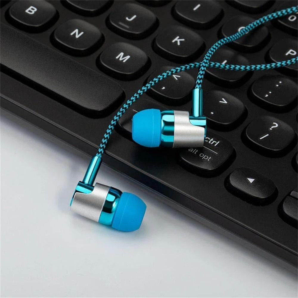 Braided Cord Weave Cable Wired Control 3.5mm Jack Earphone Earbuds In-ear Headset Wired Eraphone