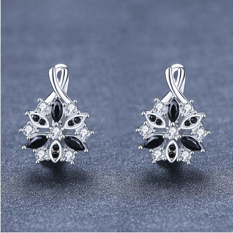 925 стерлингового серебра круглые черные модные шпинель помолвочные серьги-кольца для женщин ювелирные украшения Bijoux I212