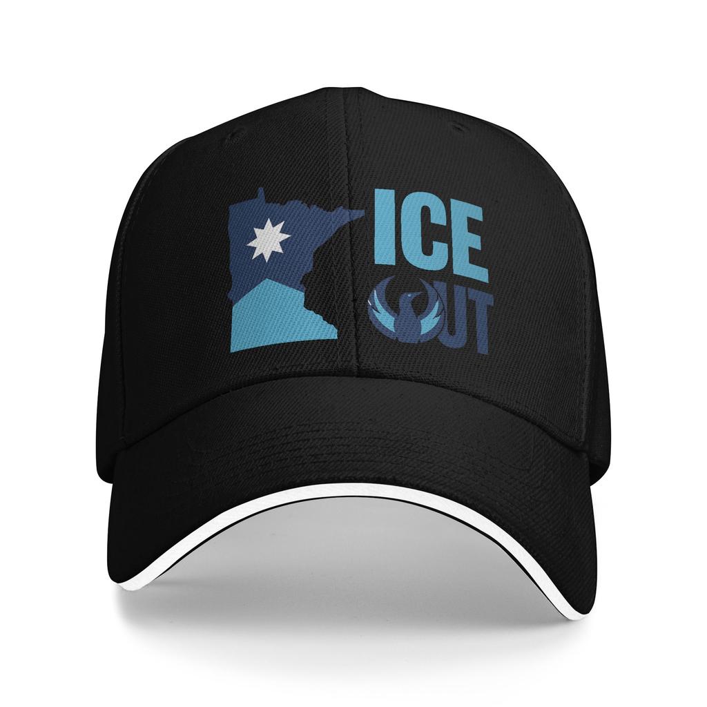 Baseball Cap Ice Out of MN Minnesota Flag and Map Outdoor Sport Trucker Hat For Unisex Men High Quality Design Baseball Caps
