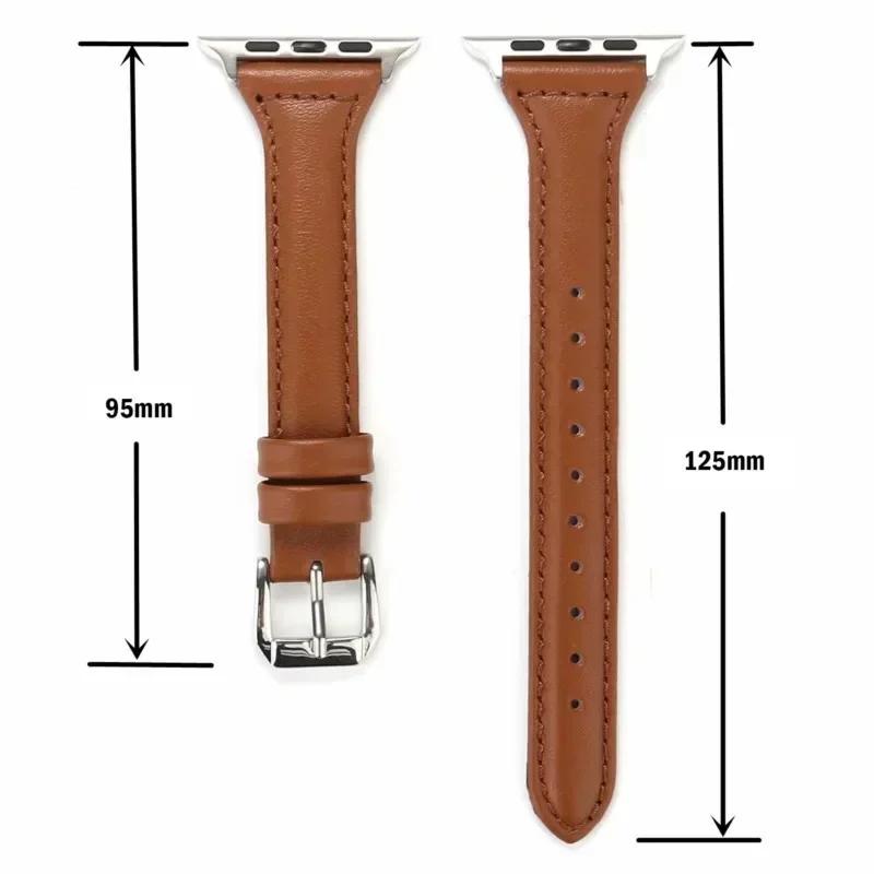 Тонкий кожаный ремешок для Apple Watch Band 44 мм 40 мм 41 мм 45 мм 44 мм Браслет для iwatch Серии 10-11 46 мм 42 мм ремешок Ultra 2-3 49 мм