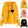 Autumn Winter Casual Heartbeat Print Hoodie for Women Loose Long Sleeve Pullover Hooded Tops