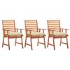 Day and Night - Day and Night Garden Dining Chairs 3 Units Solid Acacia Wood with Cushions