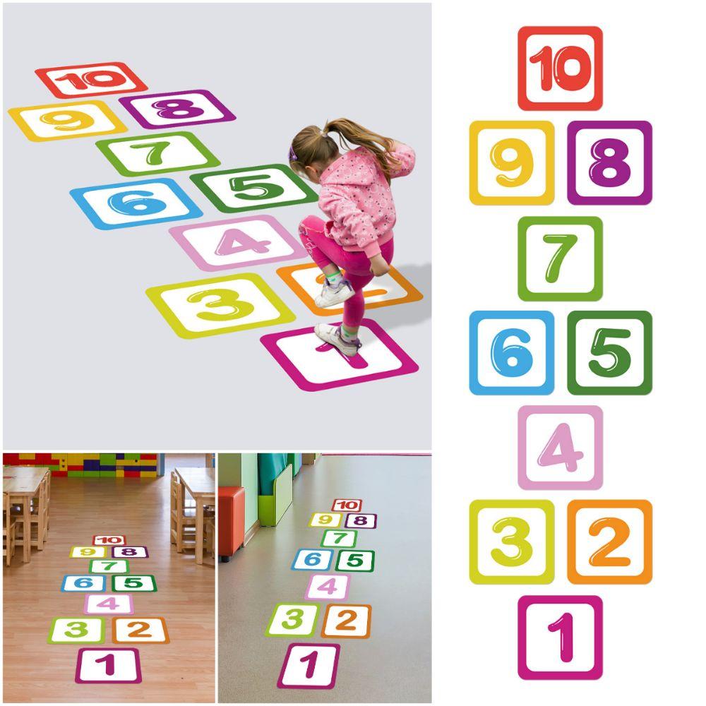 Parent-child Hopscotch Floor Stickers 10/15/20cm Number Grid Sticker  Kindergarten Ornament
