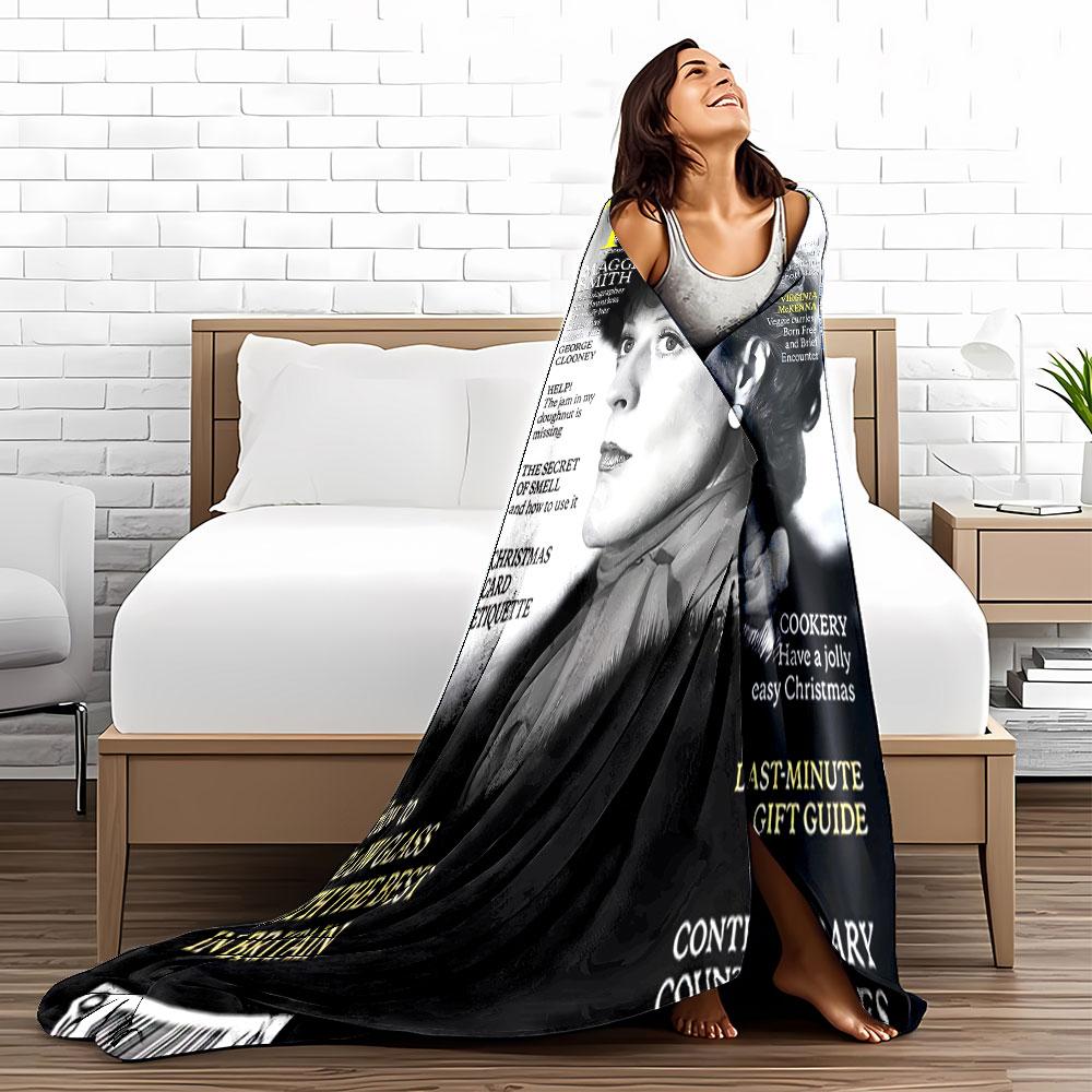 Black and White Classic Portrait for all seasons blanket lunch break throw gift