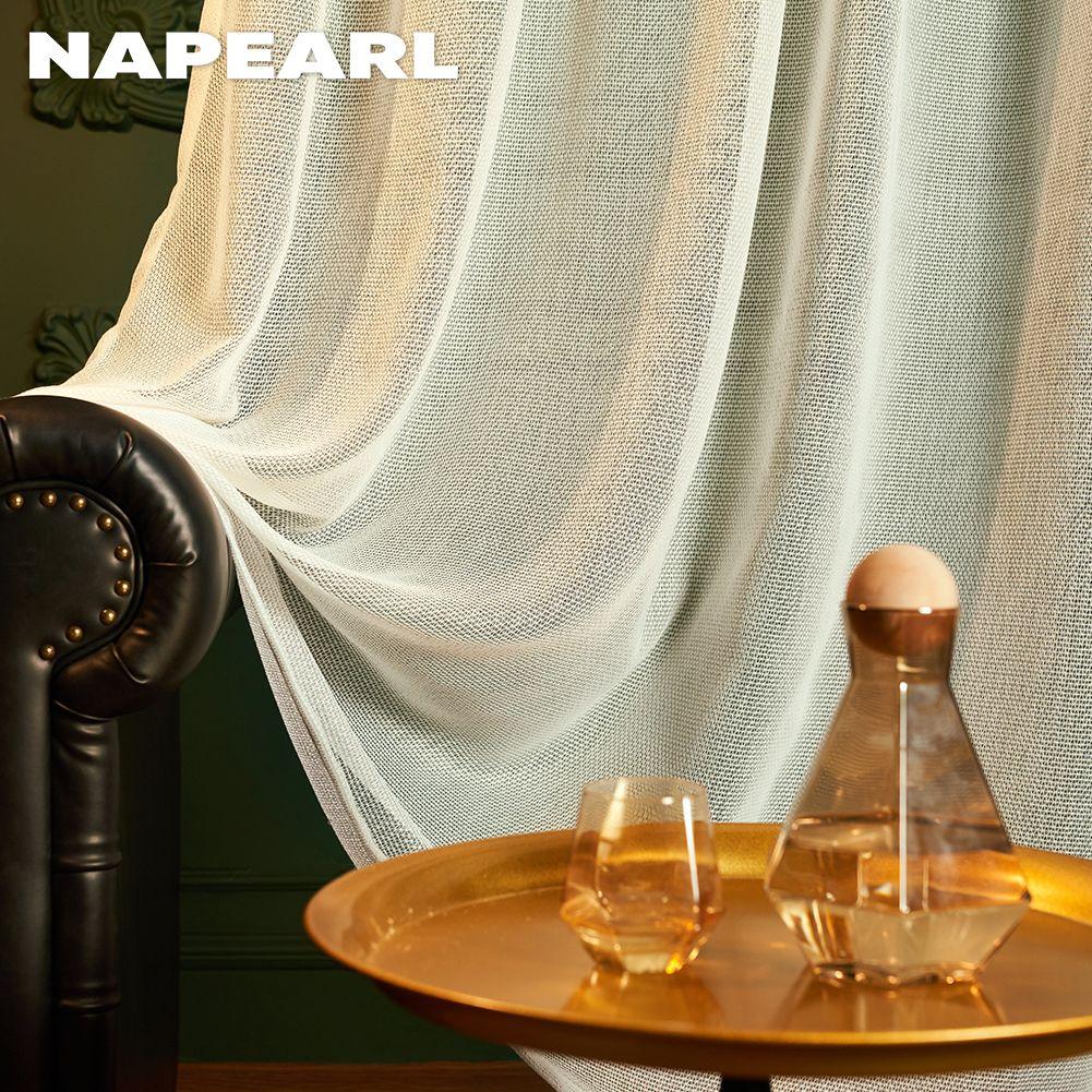 1PC NAPEARL Diamond Lattice Hollow Out Tulle Curtain Modern Elegant Living Room Sheer Curtain For Home Decor