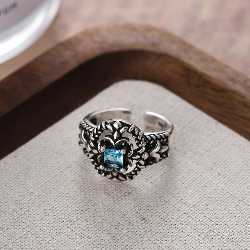 Elegant Geometric Style Open Ring For Women Vintage Punk Hollow Zircon Jewelry Piece