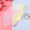 Китайские старинные тканевые веера с деревянной ручкой, художественные цветочные узоры, складной веер для классических танцев, инструмент для выступлений на вечеринках