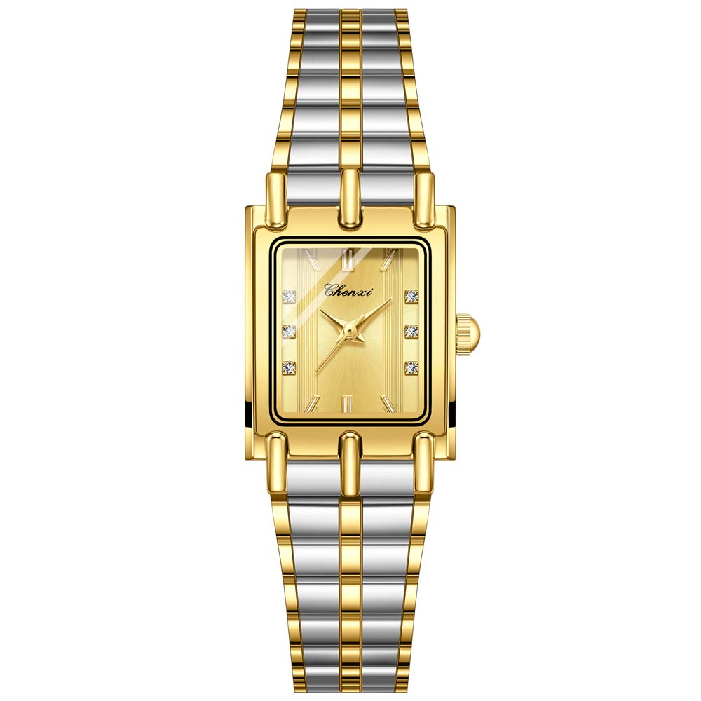CHENXI Couple's Watches Quartz Watches Elegant Women's Square-Case Stainless Steel Watches Stylish Men's Wristwatches reloj