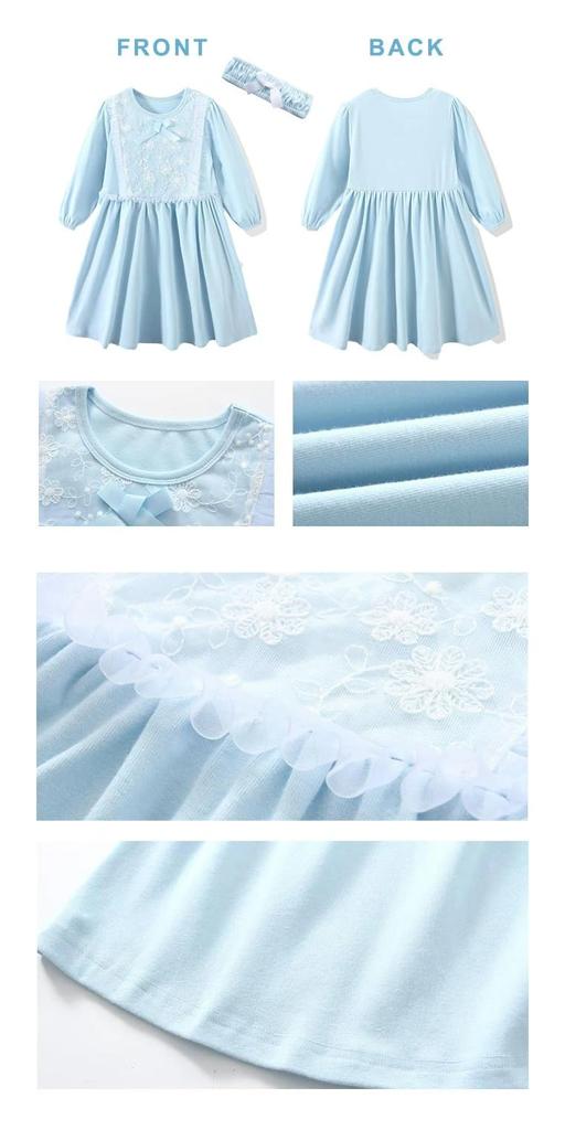 FairyMary Junior for Princess Long Sleeve Birthday Gift for Perfect for Overnight Sizes and 160 Pajamas/Nightgown Kids, Pajamas, Spring/Summer, Dress,