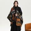 Shawl Imitation Cashmere Knitted Scarf Split Fork Oil Painting Cape Cloak Outside
