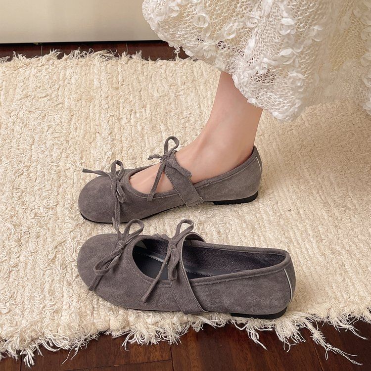 Французские ретро туфли Мэри Джейн с бантом женские новые универсальные на плоской подошве с круглым носком модные туфли с юбкой