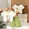 0-5 Years Old Children's Short Sleeved Set Boys' Casual Cartoon Top+Shorts Comfortable Two-piece Set For Babies