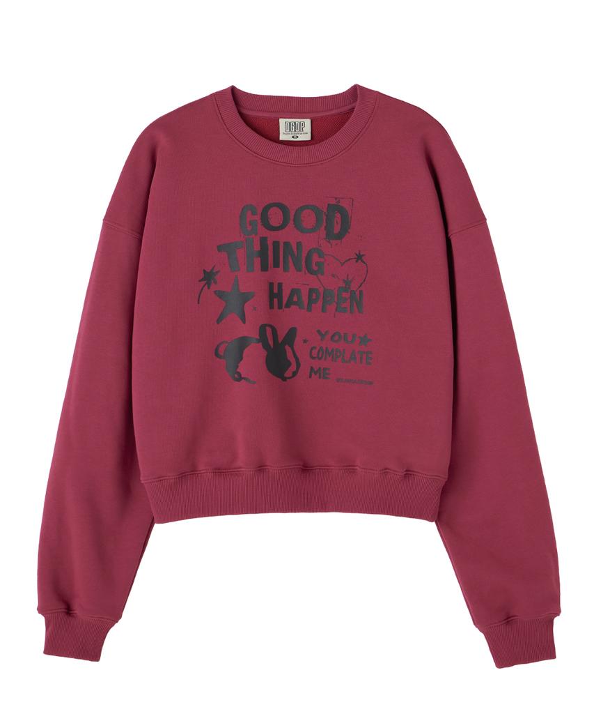 DANGLEDROP Dgdp Good Thing Crop Sweatshirt Pink