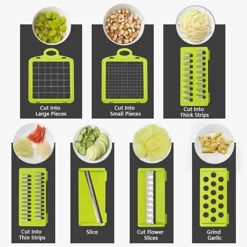 Hot 14/16 In 1 Multifunctional Vegetable Chopper Slicer Shredder with Basket Fruit Slicer Potato Shredder Carrot Grind Gadgets
