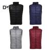 Unisex Down Waistcoat Stand Collar Sleeveless Solid Color Zipper Placket Cotton Vest with Pockets Thin Warm Vest Coat