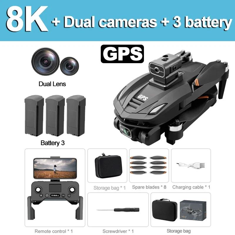 2025 Новые дроны V168 PRO GPS Профессиональный 8K с HD-камерой FPV 5G Wi-Fi Бесколлекторный двигатель Складной RC Квадрокоптер Обход препятствий Дрон Игрушка Подарок