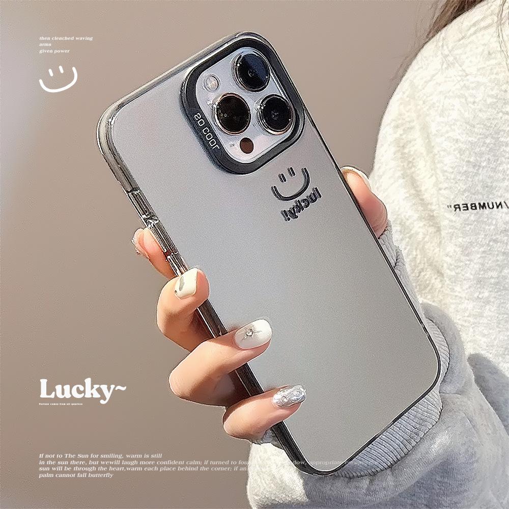 Electroplated smiley face iPhone 16 case suitable for 15 Pro Max, 12, Apple 13, high-end feel, 17 shockproof, 14 personalized