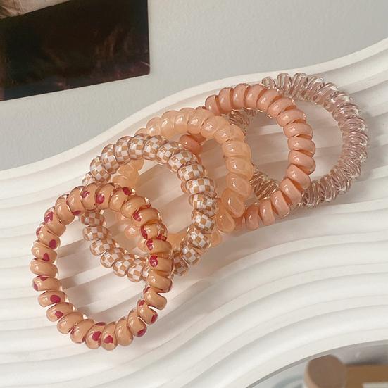 5Pcs Small Spiral Hair Coils High Elastic Ponytail Holder Women Adjustable Phone Cord Hair Ties Versatile Scrunchie Hair Accessories