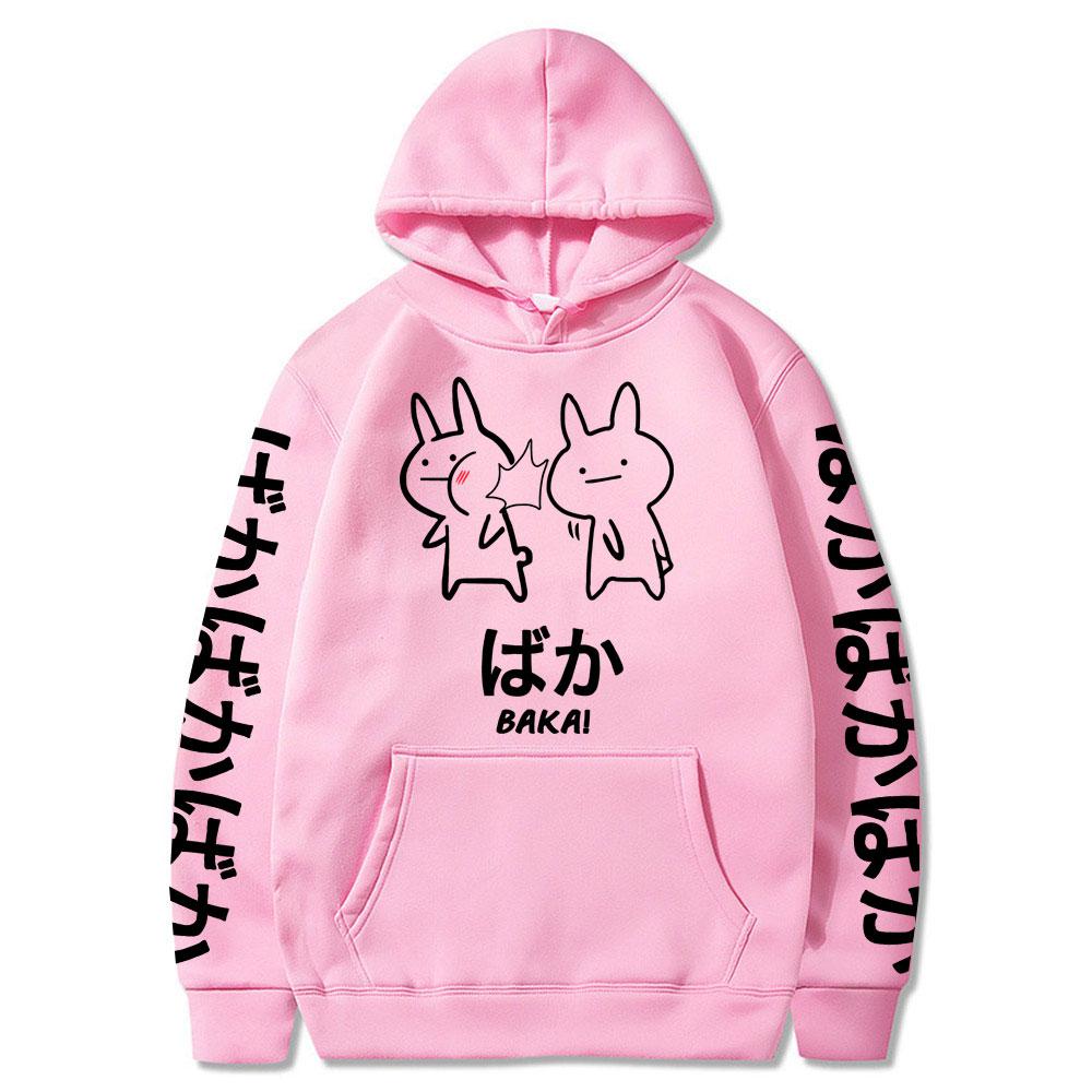2021 Summer Japanese Anime Baka Rabbit Slap Hoodies Japan Anime Funny Cute Hoody Harajuku Black Japanese Sweatshirt Pullover