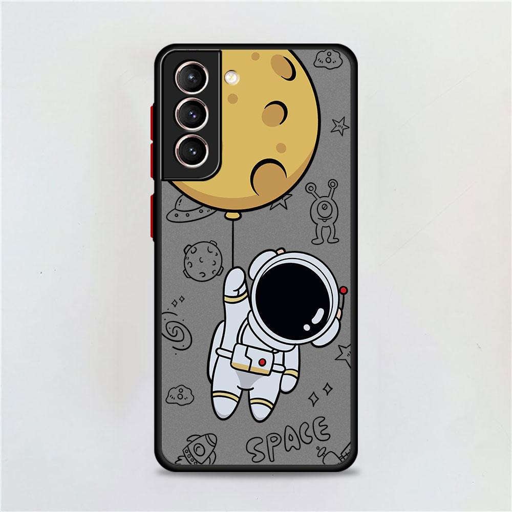 Матовый чехол с милым мультяшным астронавтом для Samsung Galaxy S22 S20 S21 FE S10 S9 Plus S8 Capa Note 20 Ultra 10 Lite, чехол для телефона