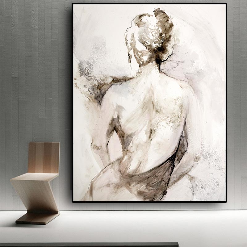 Abstract Sexy Woman Naked Back Posters Nude Art Canvas Prints Portrait Decorative Painting Wall Pictures for Living Room Decor