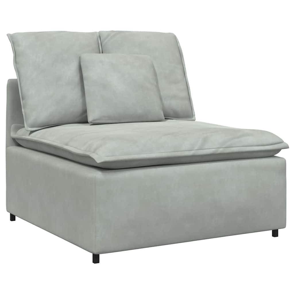 Modular Sofa with Cushions Velvet Light Grey