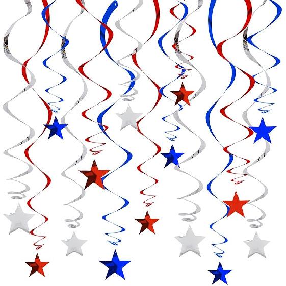 BEISHIDA Silver Star Hanging Swirl Decorations,Hanging Silver Party Supplies for Graduation Wedding Baby Shower Decorations, Pack of 15