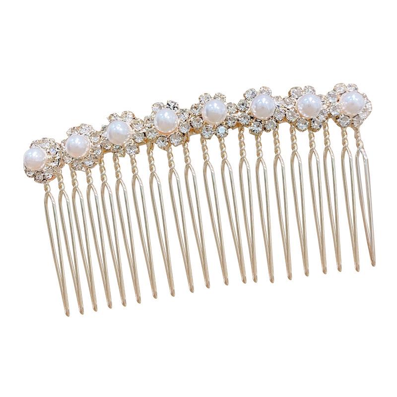 Нескользящий гребень для волос с кристаллами и жемчугом - Элегантный летний головной убор для женщин