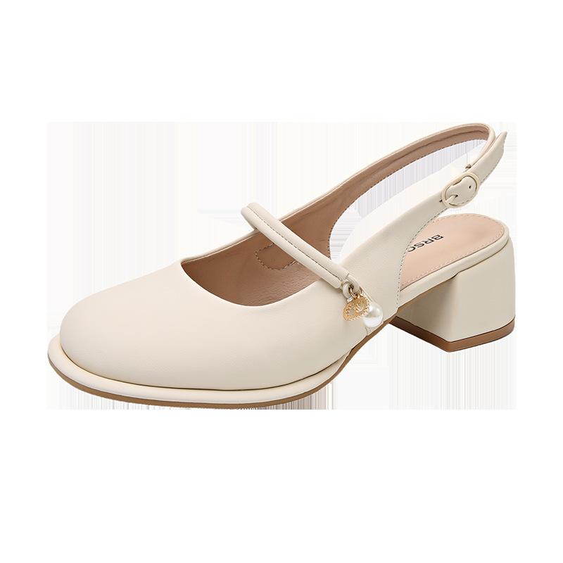 Французские сандалии на толстом каблуке с пустой сумкой на носке, женские, лето 2025, новые, с мелким вырезом, универсальные, с квадратным носком, туфли-лодочки на высоком каблуке