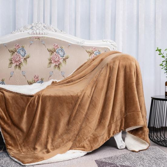Yousheng Фланелевое одеяло Утолщенное Двухслойное Удобное на ощупь Одеяло Эластичный край Зимнее Теплое Плюшевое Одеяло Накидка на диван