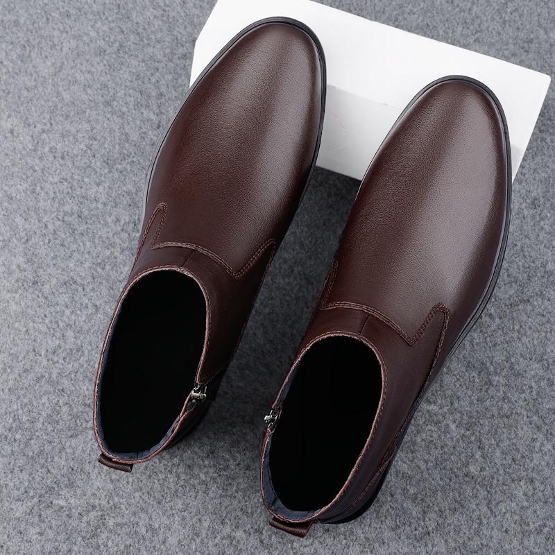 Высококачественные мужские теплые ботинки челси из натуральной кожи, ретро-ботинки по щиколотку, модные роскошные брендовые мужские ботинки без застежек, повседневная зимняя обувь