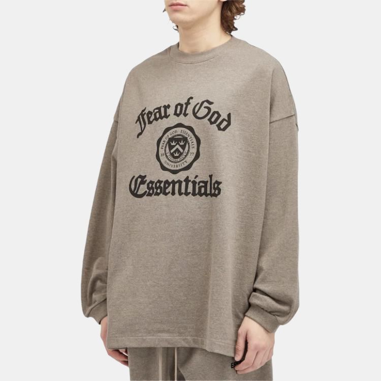 Fear of God Essentials Тяжелая футболка с длинным рукавом Вересково-серый Мужские топы 125HO242011F