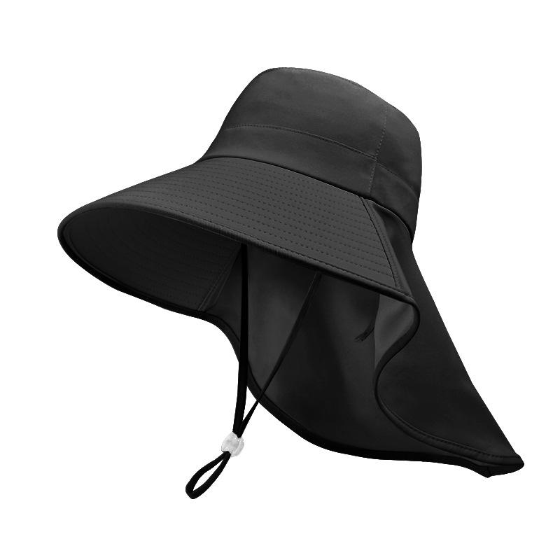 8555 Summer Outdoor Sunscreen Visor Versatile Large Brim Shawl Fisherman's Hat with Ponytail Hole Hat Women