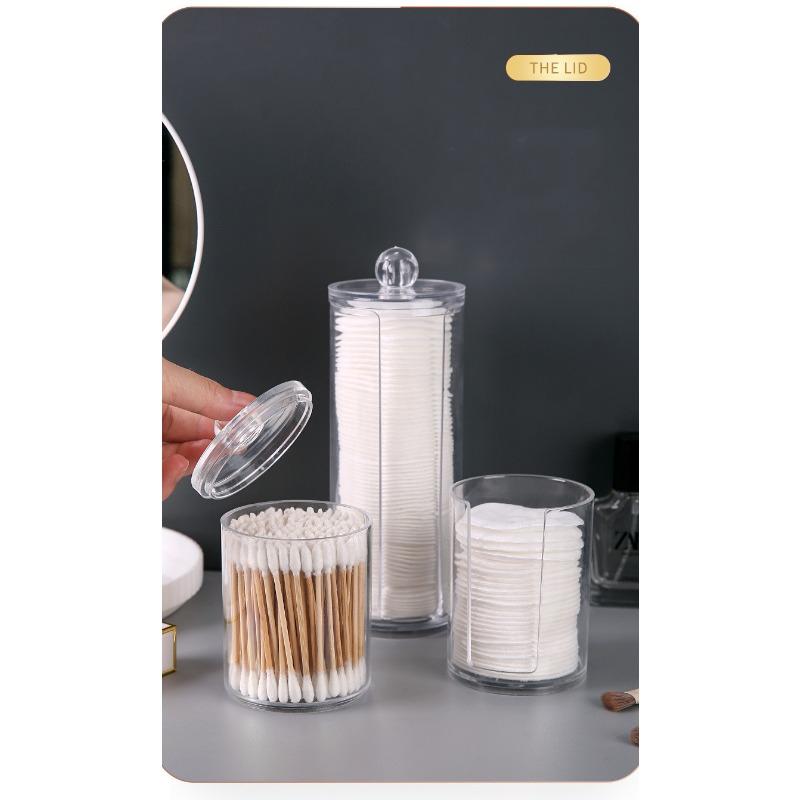 Transparent Cotton Swab Storage Box Makeup Organizer Acrylic Storage Box Cotton Swab Cosmetic Box Bathroom Bedroom Storage