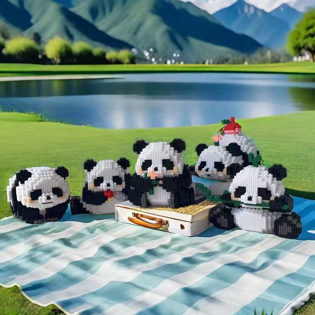 Non-Toxic 89-1023-Piece Cute Panda Building Block Set - Desktop Accessories - Advanced Color Scheme - Valentine'S Day Thanksgiving Halloween Christmas