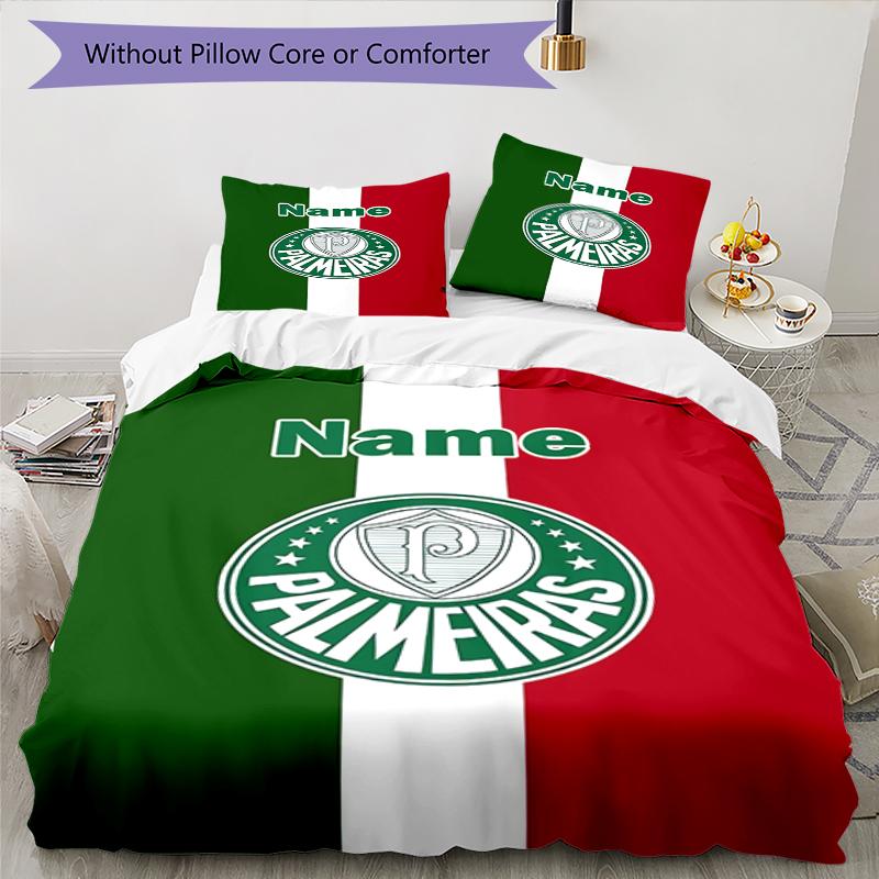 3pcs Custom Name Palmeiras Bedding Set Duvet Cover Closure Includes 1 Duvet Cover & 2 Pillowcases, Soft and Comfortable for All Seasons.