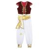 Kids Boys Arabian Prince Costumes Cap Sleeves Vest Waistcoat with Pants Set for Halloween Carnival Cosplay Theme Party