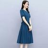 Женское платье Корейская версия плиссированного платья для женщин, свободного покроя и с приталенной талией, с короткими рукавами